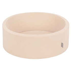 KiddyMoon Suchy basen okrągły z piłeczkami 7cm Zabawka basen piankowy, beżowy: biały