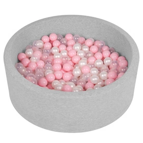  Suchy basen okrągły z piłeczkami 6cm Zabawka basen piankowy, jasnoszary: pudrowy róż-perła-transparent