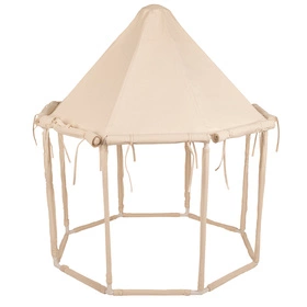KiddyMoon Namiot dla dzieci NK-002 z piłeczkami 7cm Zabawka namiot dla dzieci, natural: biały-perła-pastelowy beż-zielonoszary