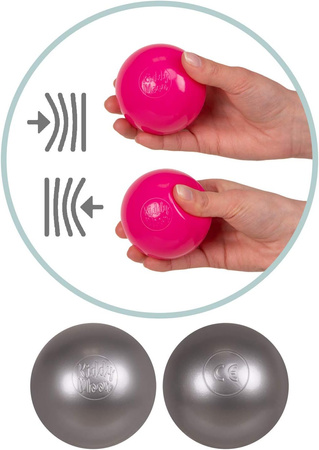 KiddyMoon Plastikowe piłeczki 7cm Zabawka zestaw kulek, pastelowy beż-biały-złoty
