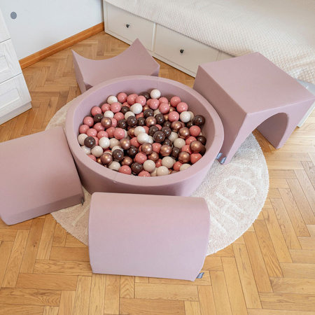 KiddyMoon Piankowy plac zabaw PPZP-OK30D-124 z piłeczkami Zabawka plac zabaw, wrzosowy: pastelowy beż-pudrowy róż-perła