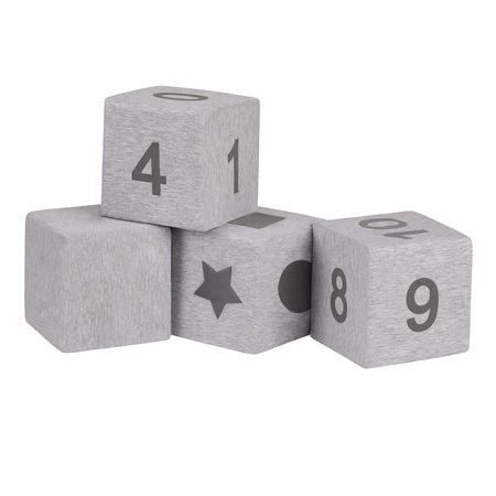 KiddyMoon Miękkie klocki 14cm Zabawka klocki z pianki, jasnoszary druk