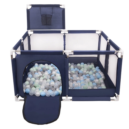 Boisko KK-100X z piłeczkami 6cm Zabawka kojec, niebieski: perła-szary-transparent-babyblue-mięta
