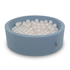 KiddyMoon Suchy basen okrągły z piłeczkami 7cm Zabawka basen piankowy, niebieski: perła