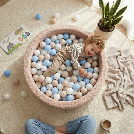 KiddyMoon TEDDY suchy basen okrągły z piłeczkami beżowy