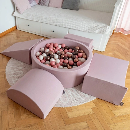 KiddyMoon Piankowy plac zabaw PPZP-OK30D-124 z piłeczkami Zabawka plac zabaw, wrzosowy: pastelowy beż-pudrowy róż-perła