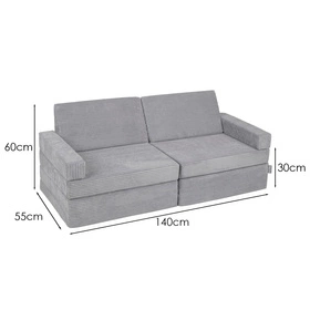 KiddyMoon Kanapa KKM-1400 Mebel piankowy, ciemnoszary