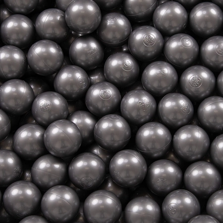 KiddyMoon Plastikowe piłeczki 7cm Zabawka zestaw kulek, srebrny