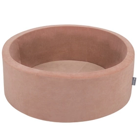 KiddyMoon Suchy basen okrągły VELVET z piłeczkami 7cm Zabawka basen piankowy, róż pustyni: pastelowy beż-brązowy-biały