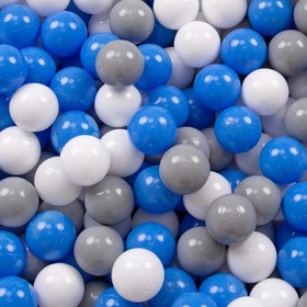 KiddyMoon Plastikowe piłeczki 7cm Zabawka zestaw kulek, szary-biały-niebieski
