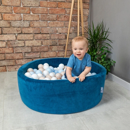 KiddyMoon Plastikowe piłeczki 7cm Zabawka zestaw kulek, pastelowy beż-biały-perła