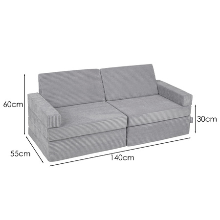 KiddyMoon Kanapa KKM-1400 Mebel piankowy, ciemnoszary