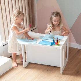 KiddyMoon Stolik + krzesło TC-001 Mebel zestaw mebelków, MDF white