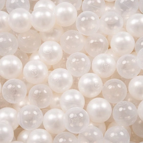KiddyMoon Plastikowe piłeczki 7cm Zabawka zestaw kulek, perła-transparent