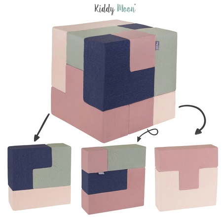 KiddyMoon Piankowe kształty do zabawy Zabawka klocki z pianki, wrzosowy-granatowy-beżowy-szałwiowy