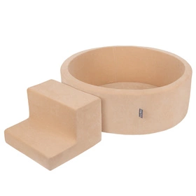 KiddyMoon Piankowy plac zabaw VELVET PPZP-OK30V-122 z piłeczkami Zabawka plac zabaw, beż piasku: pastelowy beż-pastelowy żółty-biały-mięta-pudrowy róż