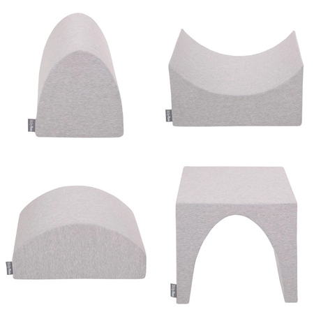 KiddyMoon Piankowy plac zabaw PPZP-KW30D-135 z piłeczkami Zabawka plac zabaw, jasnoszary: żółty-zielony-niebieski-czerwony-pomarańcz