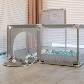 Boisko KK-100X z piłeczkami 6cm Zabawka kojec, zielony: biały-żółty-pomarańcz-babyblue-turkus