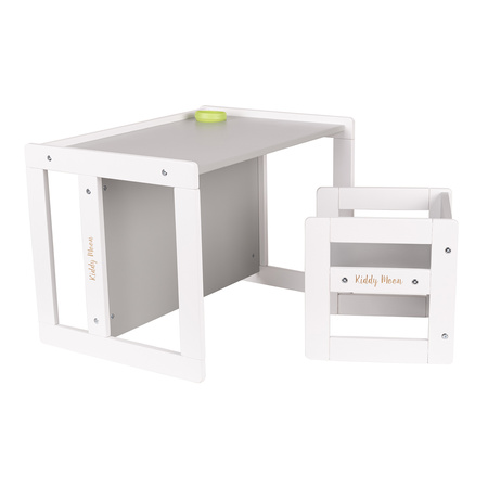 KiddyMoon Stolik + krzesło TC-002 Mebel zestaw mebelków, white/grey