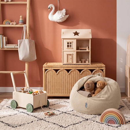 KiddyMoon KM-BAG-ES puf fotel worek na zabawki z zamkiem, beżowy