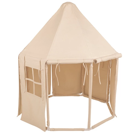 KiddyMoon Namiot dla dzieci NK-002 z piłeczkami 7cm Zabawka namiot dla dzieci, natural: pastelowy niebieski-pastelowy żółty-biały-mięta-pudrowy róż