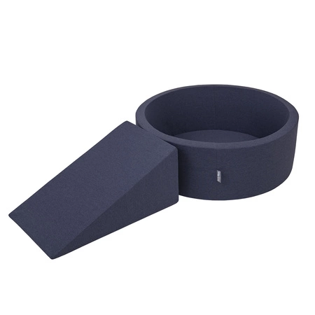 KiddyMoon Piankowy plac zabaw PPZP-OK30D-112 z piłeczkami Zabawka plac zabaw, granatowy: babyblue-niebieski-perła