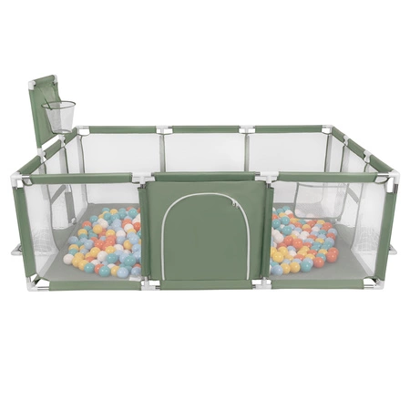 Boisko BO-100X z piłeczkami 6cm Zabawka kojec, zielony: biały-żółty-pomarańcz-babyblue-turkus