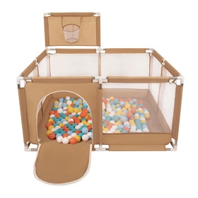 Boisko KK-100X z piłeczkami 6cm Zabawka kojec, beżowy: biały-żółty-pomarańcz-babyblue-turkus