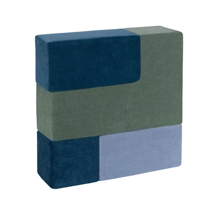 KiddyMoon Piankowe kształty do zabawy VELVET Zabawka klocki z pianki, turkus laguny-zieleń lasu-błękit lodu-szarość gór