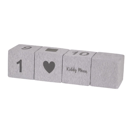 KiddyMoon Miękkie klocki 14cm Zabawka klocki z pianki, jasnoszary druk