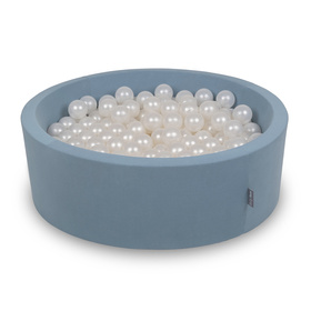 KiddyMoon Suchy basen okrągły z piłeczkami 7cm Zabawka basen piankowy, niebieski: perła