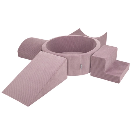 KiddyMoon Piankowy plac zabaw STRIPES PPZP-OK30VS-115 z piłeczkami Zabawka plac zabaw, fioletowy: pastelowy niebieski-pastelowy żółty-biały-mięta-pudrowy róż