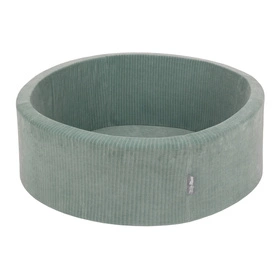 KiddyMoon Suchy basen okrągły STRIPES z piłeczkami 7 cm Zabawka basen piankowy, zielony: pastelowy niebieski-pastelowy żółty-biały-mięta-pudrowy róż