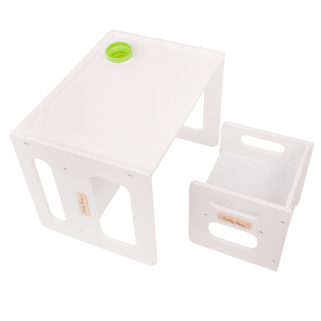 KiddyMoon Stolik + krzesło TC-001 Mebel zestaw mebelków, MDF white