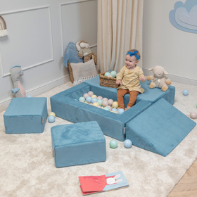 KiddyMoon SBMP-900 Mebel piankowy, niebieski: pastelowy beż-pastelowy niebieski-pastelowy żółty-mięta