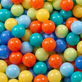 KiddyMoon Suchy basen okrągły z piłeczkami 7cm Zabawka basen piankowy, ciemnoszary: jasny zielony-pomarańcz-turkus-niebieski-babyblue-żółty