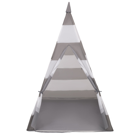 Namiot tipi NT-200X z piłeczkami 6cm Zabawka namiot dla dzieci, szaro-białe pasy: biały-szary-pudrowy róż
