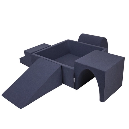 KiddyMoon Piankowy plac zabaw PPZP-KW30D-125 z piłeczkami Zabawka plac zabaw, granatowy: jasny zielony-żółty-turkus-pomarańcz-ciemny róż-fiolet