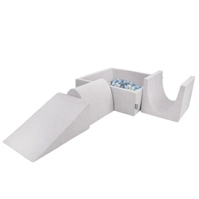 KiddyMoon Piankowy plac zabaw PPZP-KW30D-124 z piłeczkami Zabawka plac zabaw, jasnoszary: perła-szary-transparent-babyblue-mięta