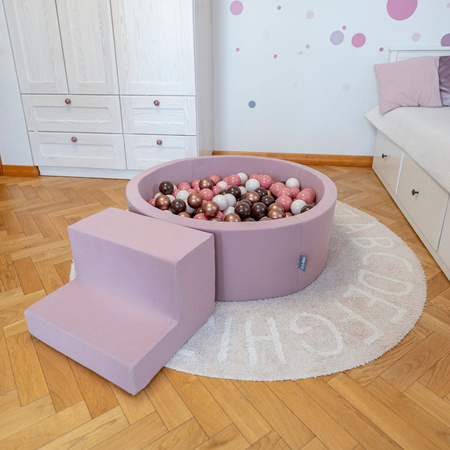 KiddyMoon Piankowy plac zabaw PPZP-OK30D-115 z piłeczkami Zabawka plac zabaw, wrzosowy: pastelowy beż-pudrowy róż-perła