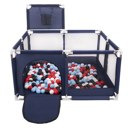 Boisko KK-100X z piłeczkami 6cm Zabawka kojec, niebieski: czarny-biały-czerwony-babyblue