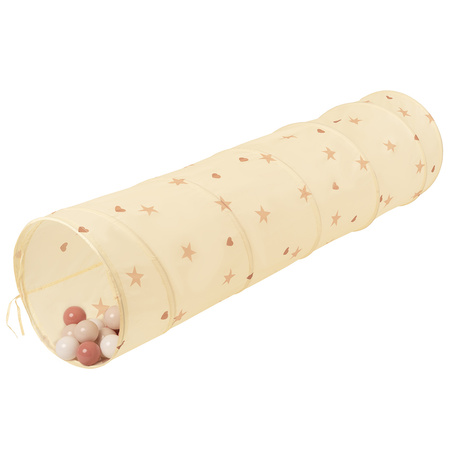 Tunel do zabawy TT-100X z piłeczkami 7cm Zabawka tunel, jasny beż: pastelowy beż-łososiowy-biały