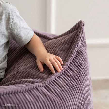 KiddyMoon KM-FTP-NEST fotel dziecięcy z prążkowanej tkaniny fioletowy