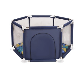  Sześciokąt składany KS-100X z piłeczkami 6cm Zabawka kojec, niebieski: turkus-niebieski-żółty-transparent