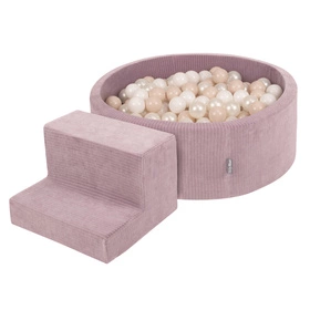 KiddyMoon Piankowy plac zabaw STRIPES PPZP-OK30VS-122 z piłeczkami Zabawka plac zabaw, fioletowy: pastelowy beż-biały-perła