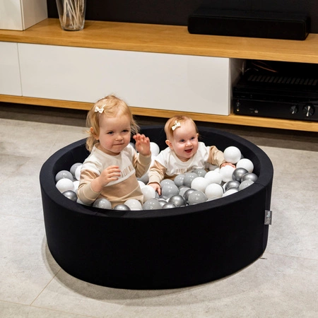 KiddyMoon Plastikowe piłeczki 7cm Zabawka zestaw kulek, biały-szary-srebrny