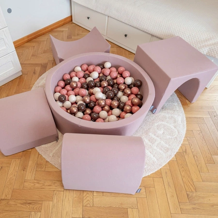 KiddyMoon Piankowy plac zabaw PPZP-OK30D-124 z piłeczkami Zabawka plac zabaw, wrzosowy: pastelowy beż-pudrowy róż-perła
