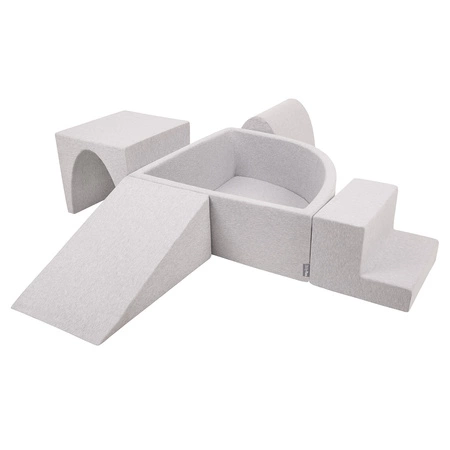 KiddyMoon Piankowy plac zabaw PPZP-TR30D-125 z piłeczkami Zabawka plac zabaw, jasnoszary: szary-biały-turkus