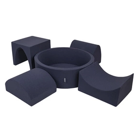 KiddyMoon Piankowy plac zabaw PPZP-OK30D-135 z piłeczkami Zabawka plac zabaw, granatowy: jasny zielony-żółty-turkus-pomarańcz-ciemny róż-fiolet