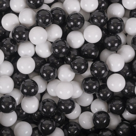 KiddyMoon Plastikowe piłeczki 7cm Zabawka zestaw kulek, czarny-biały